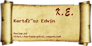 Kertész Edvin névjegykártya